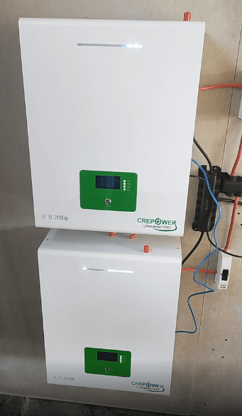Crepower 5.5KW Solar Inverter with 2pcs 5KWh Powerwall Lithium Battery